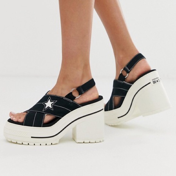 Converse One Star BoardwalkStrut Sandal Heel Black - Picture 2 of 8